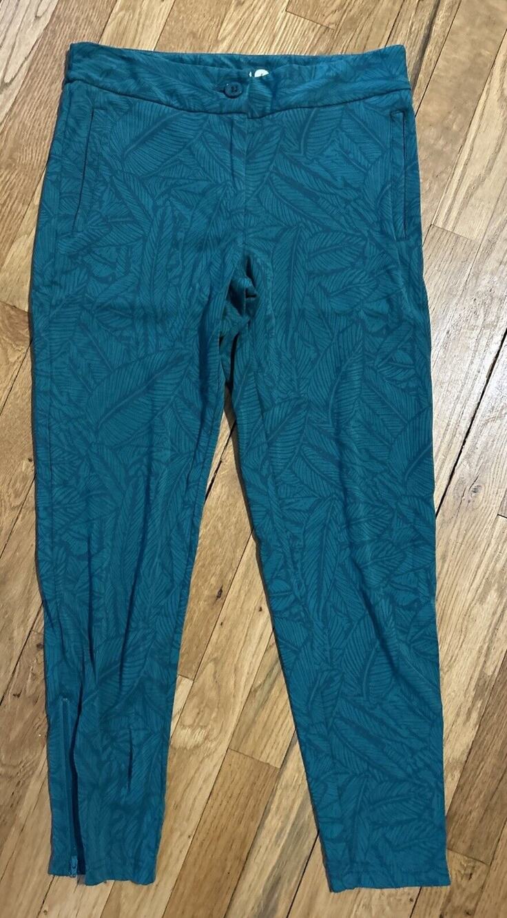 Women’s BETABRAND Skinny Power Down Cabana Tropical Leaf Pants Size S *A9